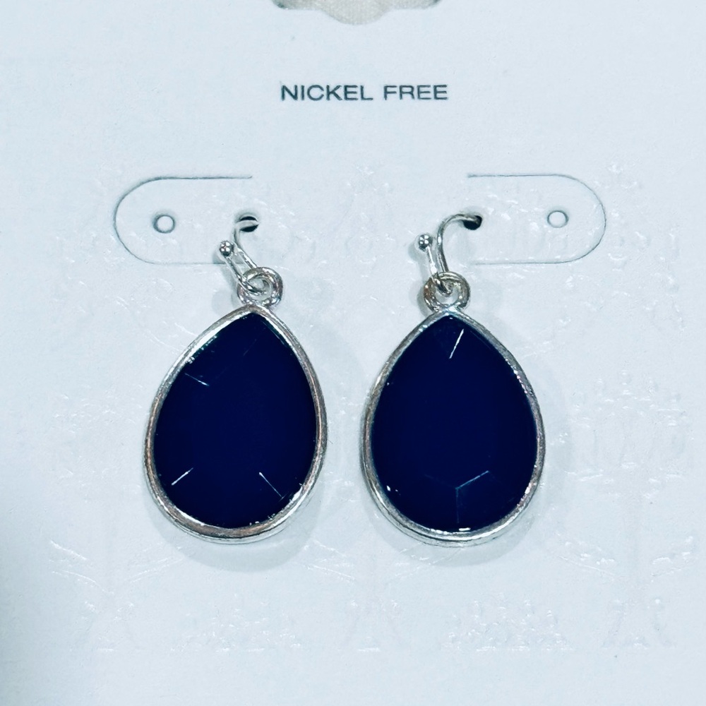 Target Navy Teardrop Earrings NWT